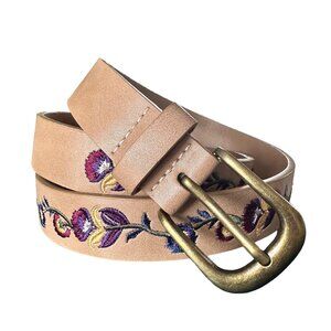 Lodis Embroidered Floral Leather Belt women's L boho cottage hippie